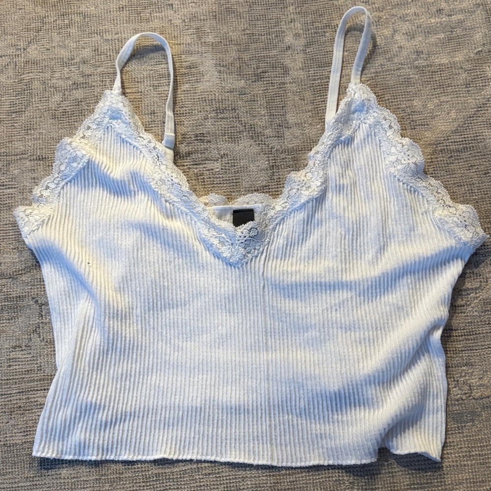 Alya White Lace Ribbed Camisole